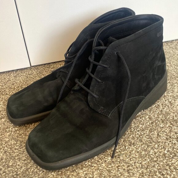 Ecco Shoes - Ecco Black Soft Suede Lace Up Ankle Booties With Wool Lining Size 8.5 - 9